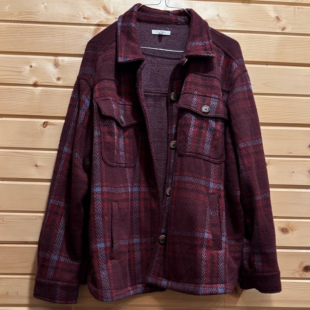 Maurices Burgundy Plaid Jacket